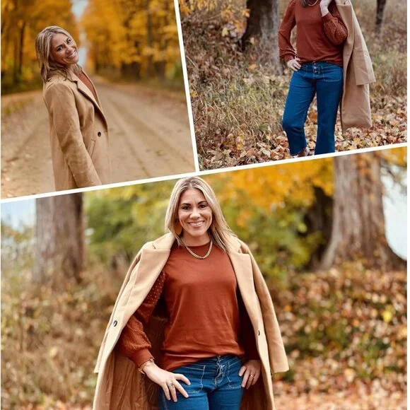Women's Winter Wool Coat Mid-Long Notch Lapel Single Breasted Peacoat Casual Tre